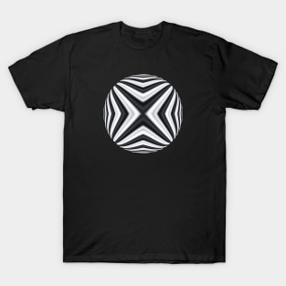 Black and white spherical geometric globe with three dimensional optic. T-Shirt